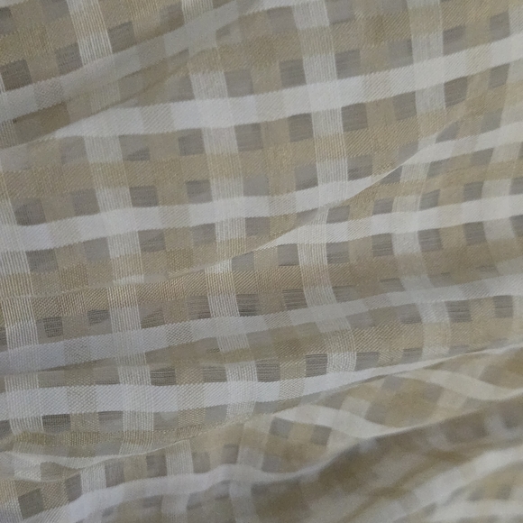 MISSGUIDED Size 6 Tall White&Cream Plaid V-Neck Dress, Wide Belt Straw Accent - Picture 10 of 12